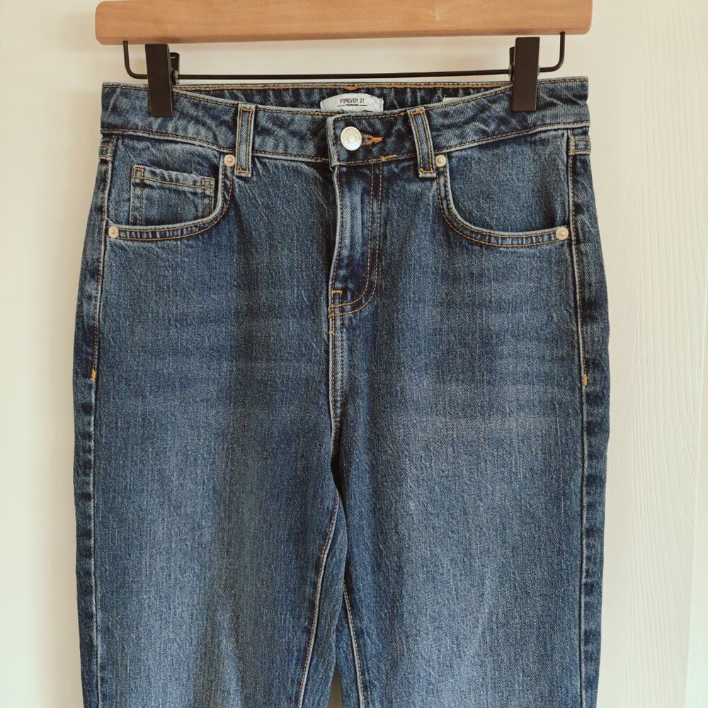 Forever 21 Mid Rise Patchwork Flare Distressed Y2K Slim FIt Cotton Jeans Sz. 24 - Picture 5 of 9